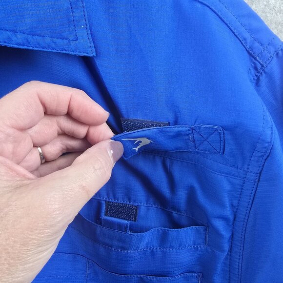 Reel Legends Mens Blue Short Sleeve Button-Up Shirt L - Picture 5 of 8